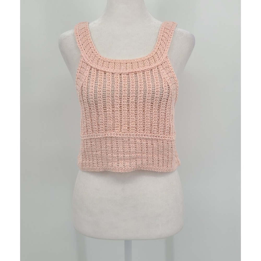 Y2K Crochet Crop Womens Tank Top S M Beach Resort Festival Concert Layering Boho